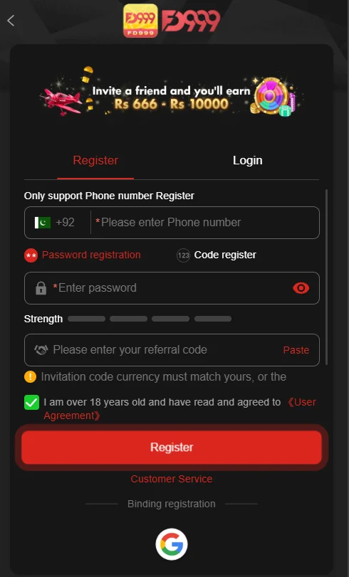 FD999 Game Registration