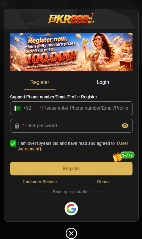 PKR999 APK Register